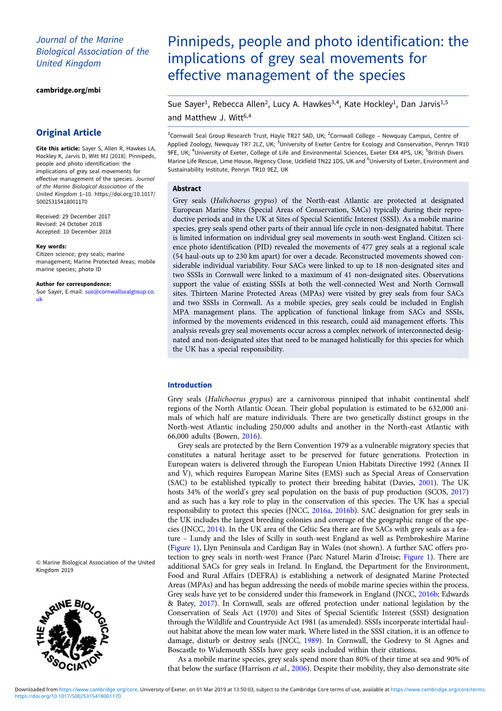 The Implications of Grey Seal Movements