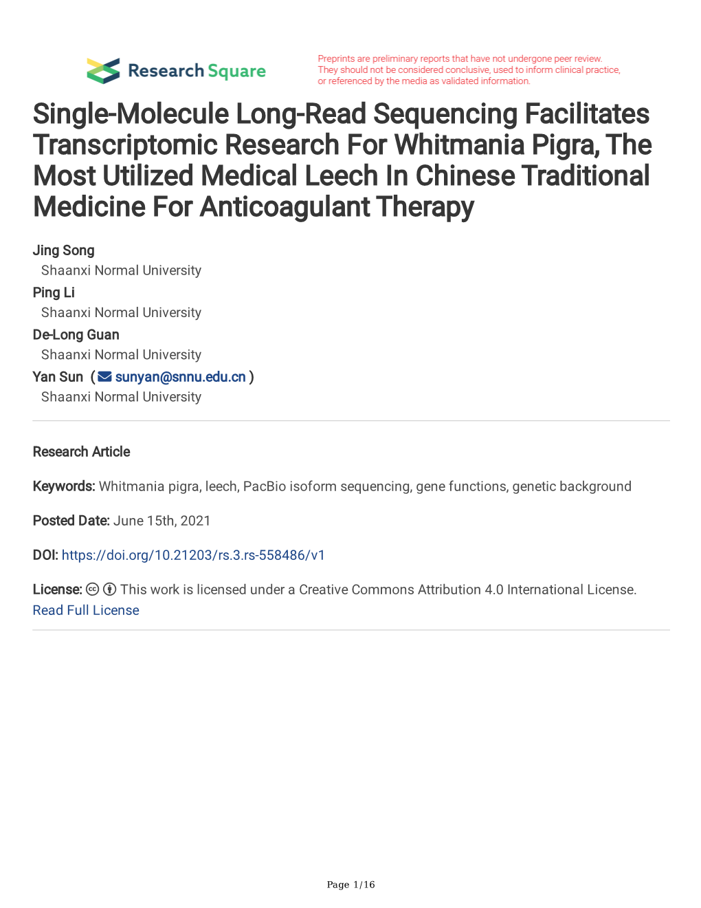 Single-Molecule Long-Read Sequencing Facilitates