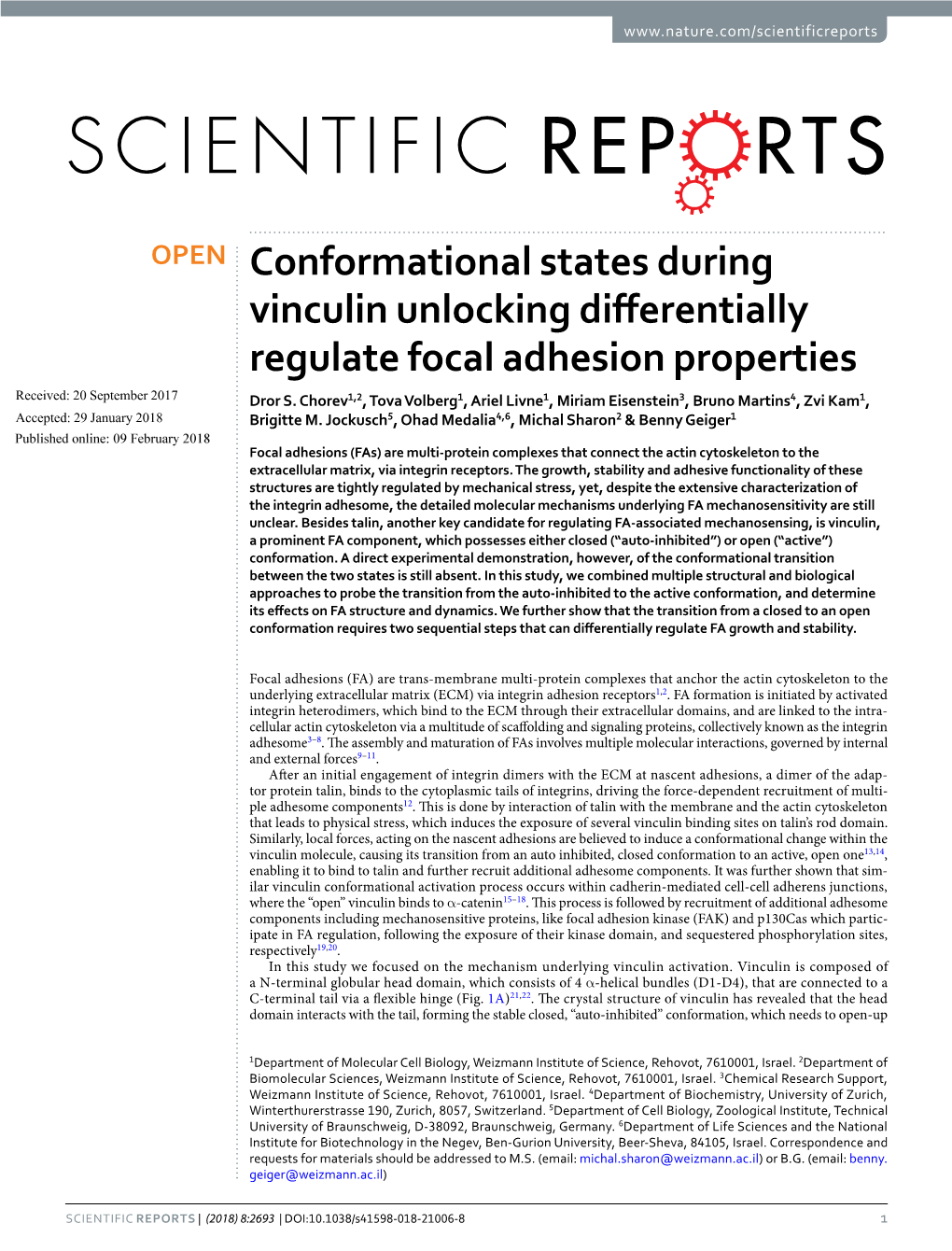 Conformational States During Vinculin Unlocking Differentially Regulate