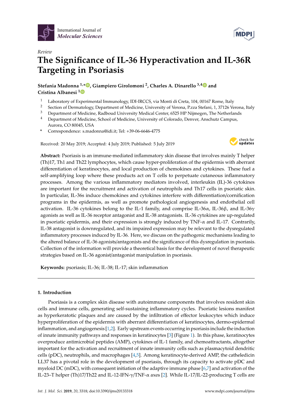 The Significance of IL-36 Hyperactivation and IL-36R