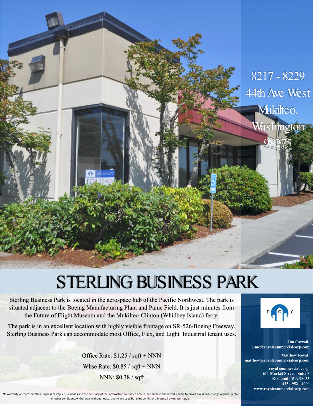 STERLING BUSINESS PARK Sterling Business Park Is Located in the Aerospace Hub of the Pacific Northwest