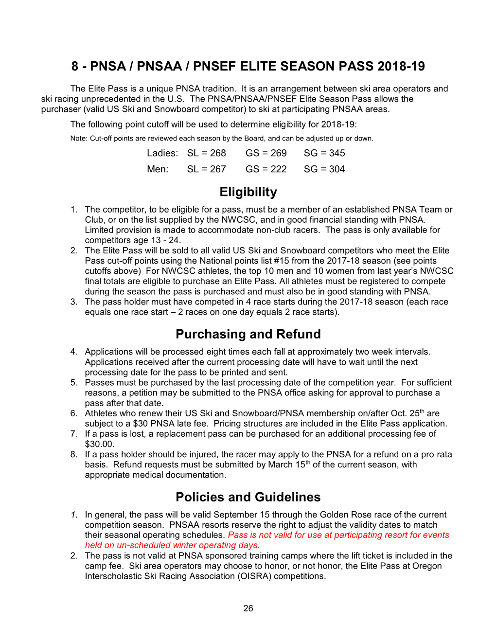 Pnsa/Pnsaa "Elite" Season Pass