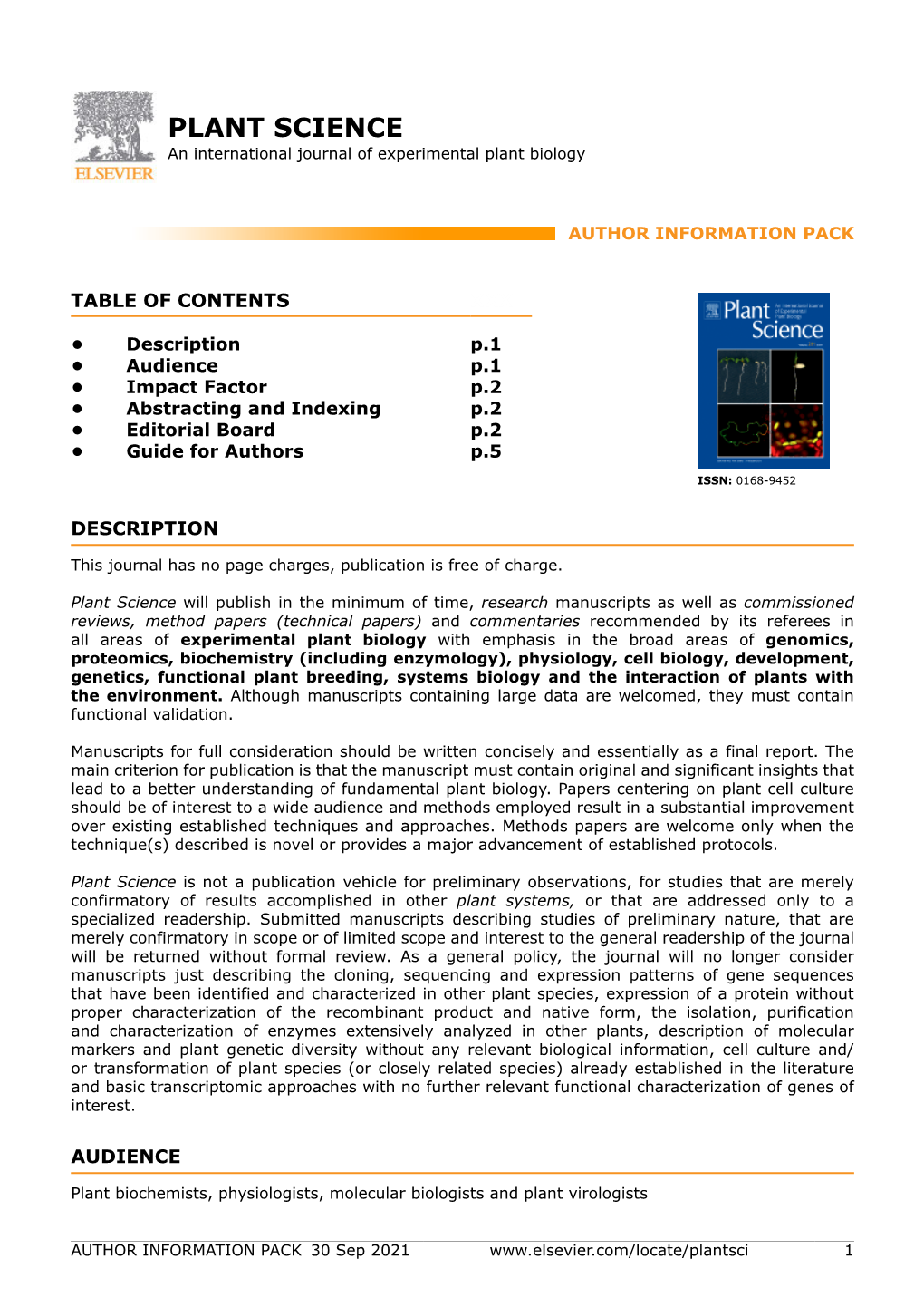 PLANT SCIENCE an International Journal of Experimental Plant Biology
