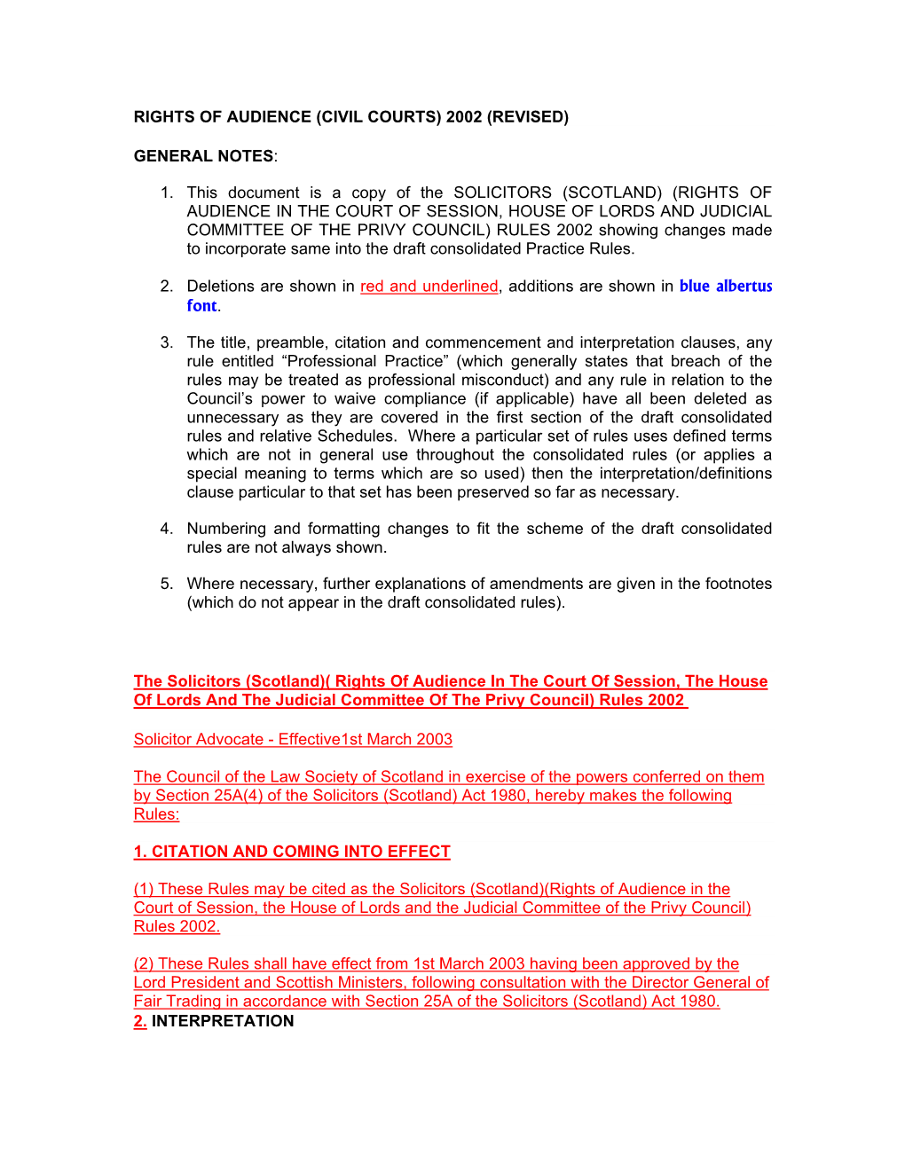 Rights of Audience (Civil Courts) 2002 (Revised)