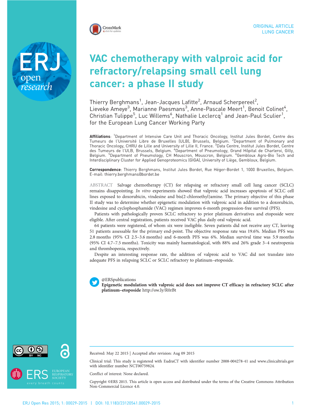 VAC Chemotherapy with Valproic Acid for Refractory/Relapsing Small Cell Lung Cancer: a Phase II Study