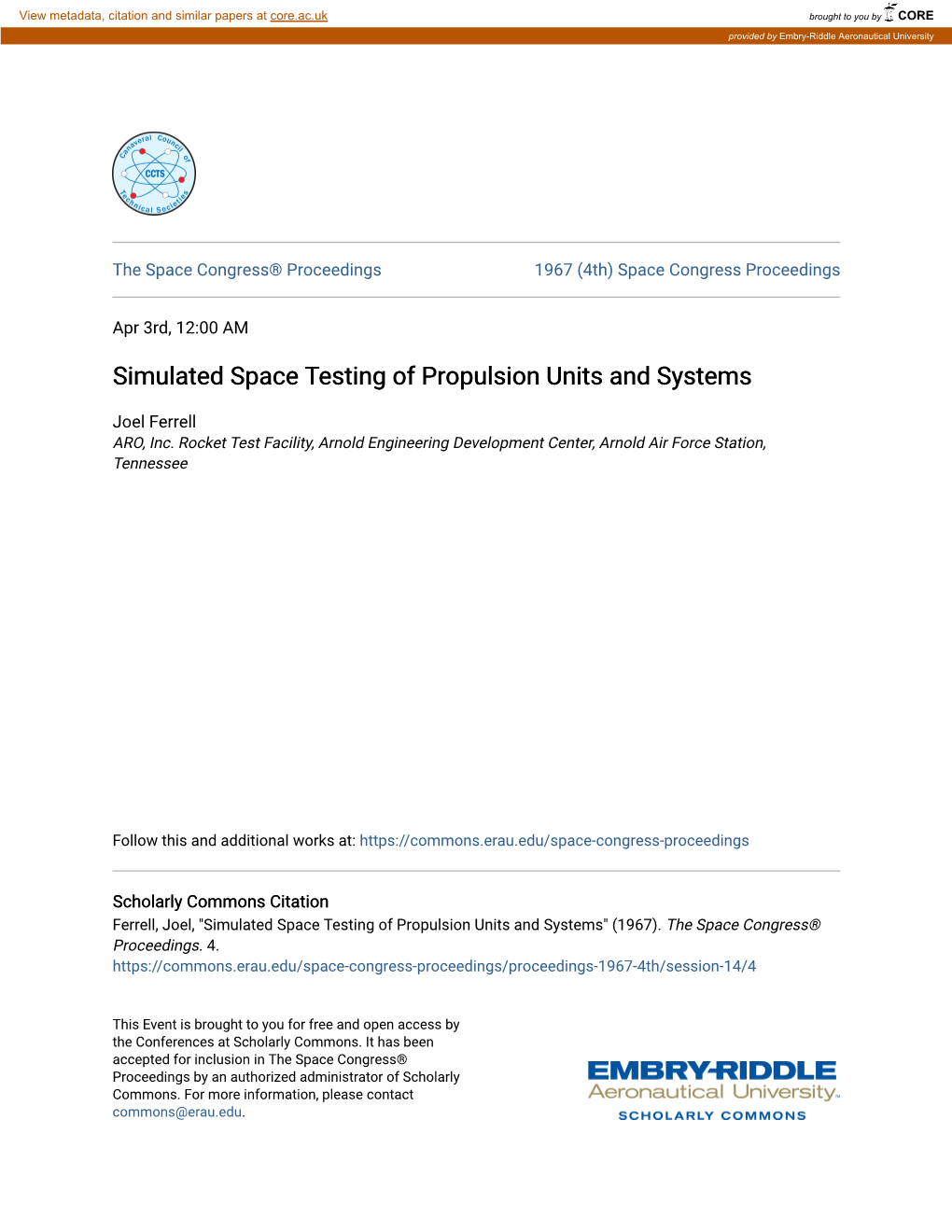 Simulated Space Testing of Propulsion Units and Systems