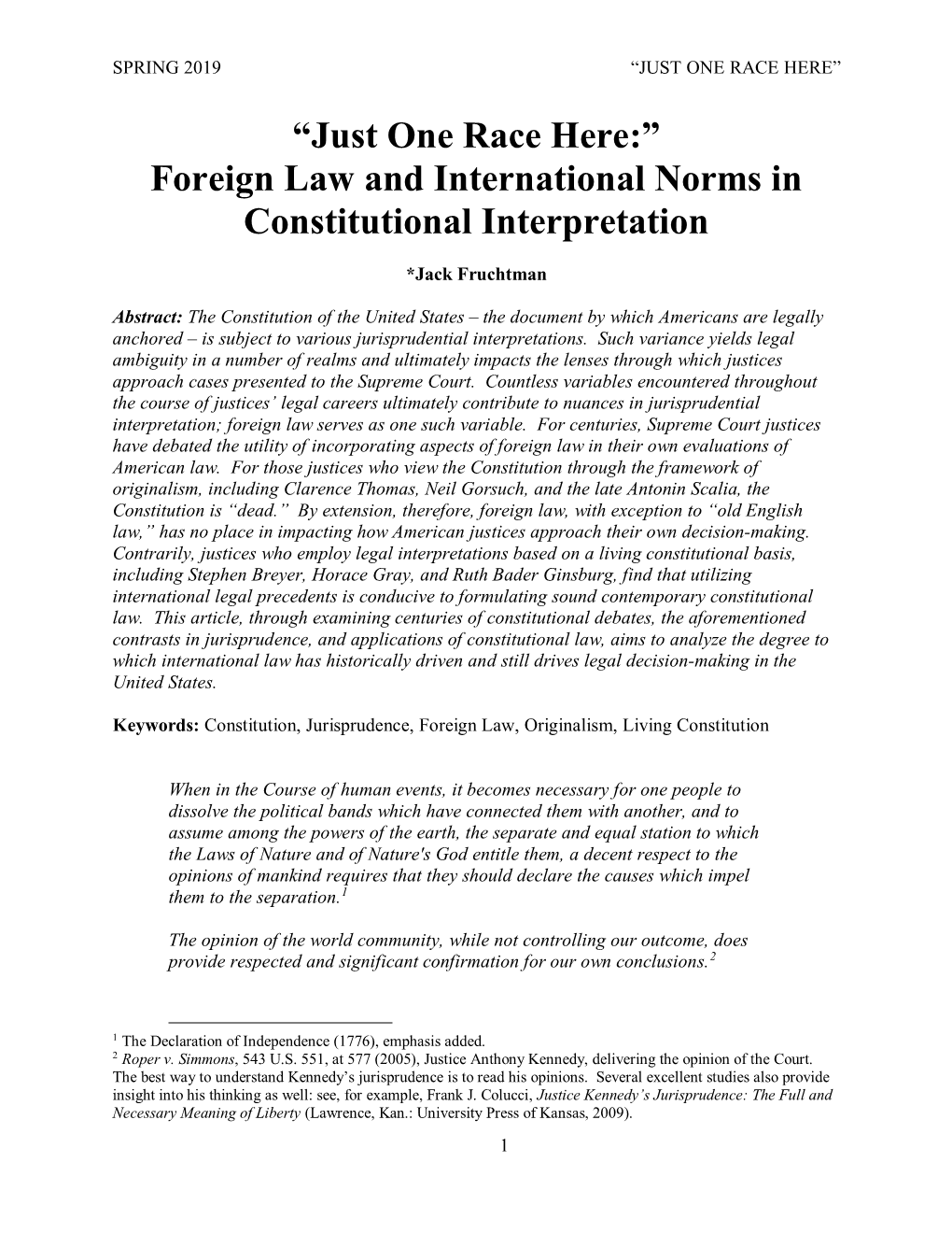 Foreign Law and International Norms in Constitutional Interpretation
