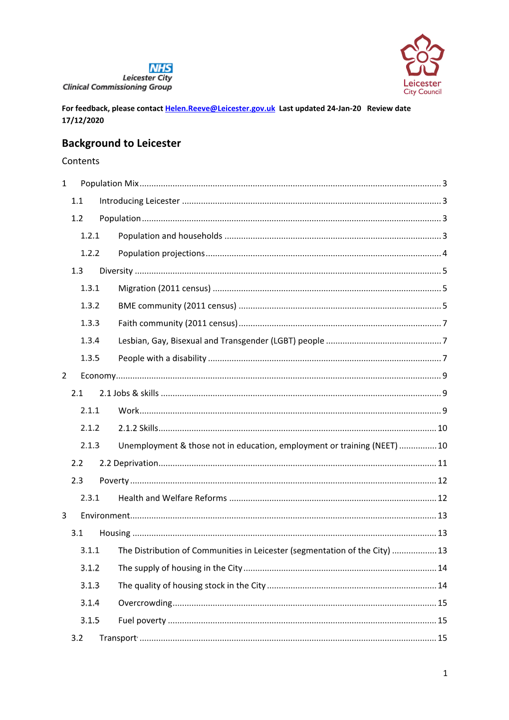 Living in Leicester Adults JSNA Chapter (2020)