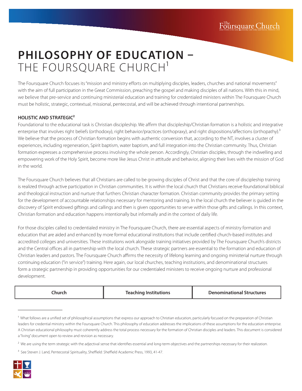 Philosophy of Education – the Foursquare Church¹