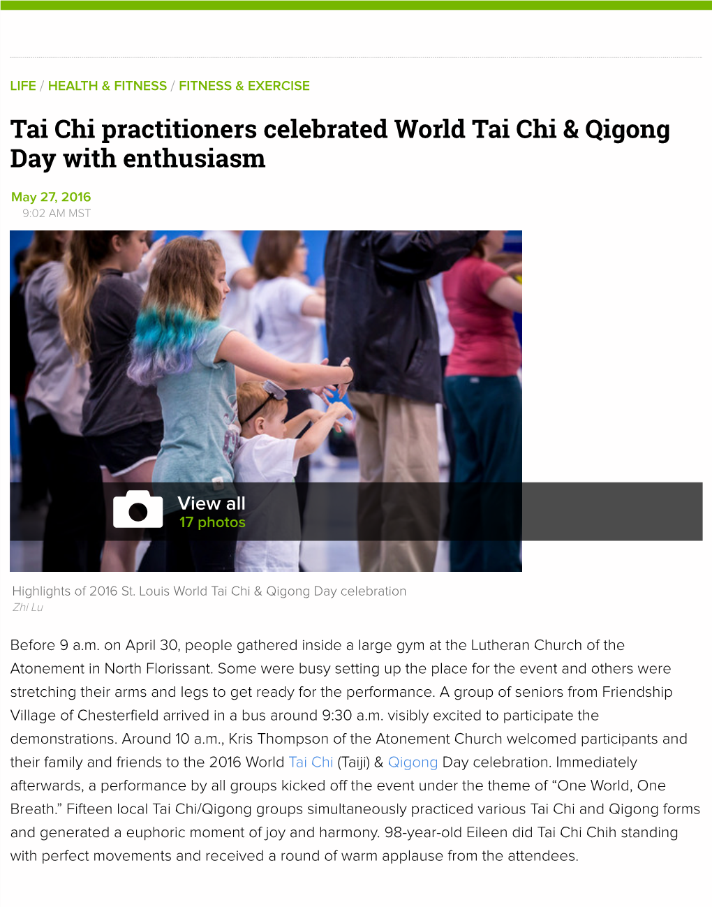 Tai Chi Practitioners Celebrated World Tai Chi & Qigong Day with Enthusiasm