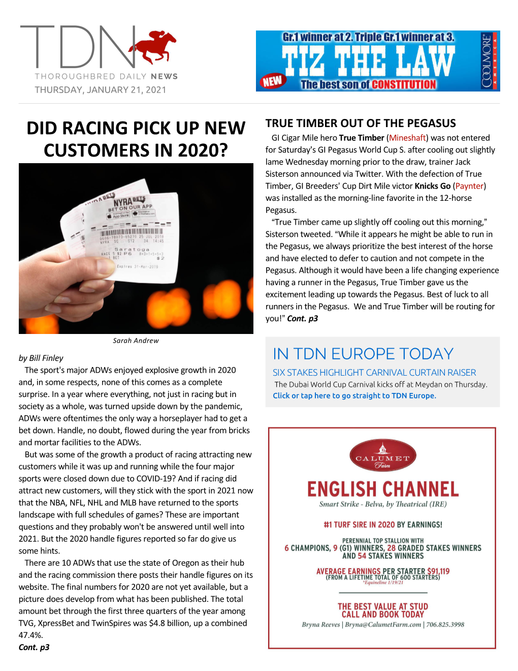 TDN AMERICA TODAY Before Being Eased Late on in the Saudi Cup