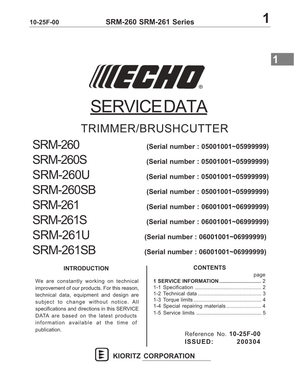 SRM-260 SRM-261 Series 1