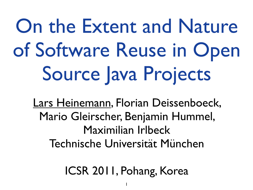 Software Reuse in Open Source Java Projects