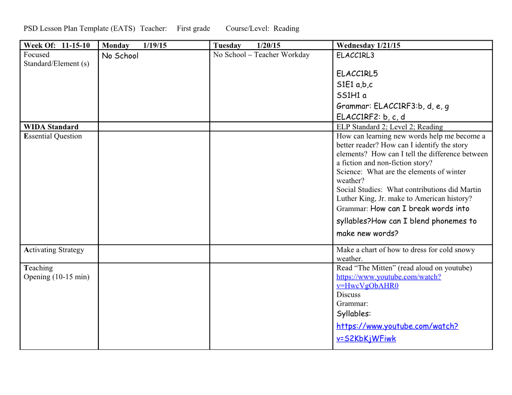 PSD Lesson Plan Template (EATS)