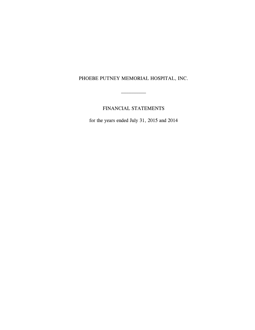 PPMH Audited Financial Report – 2015 and 2014