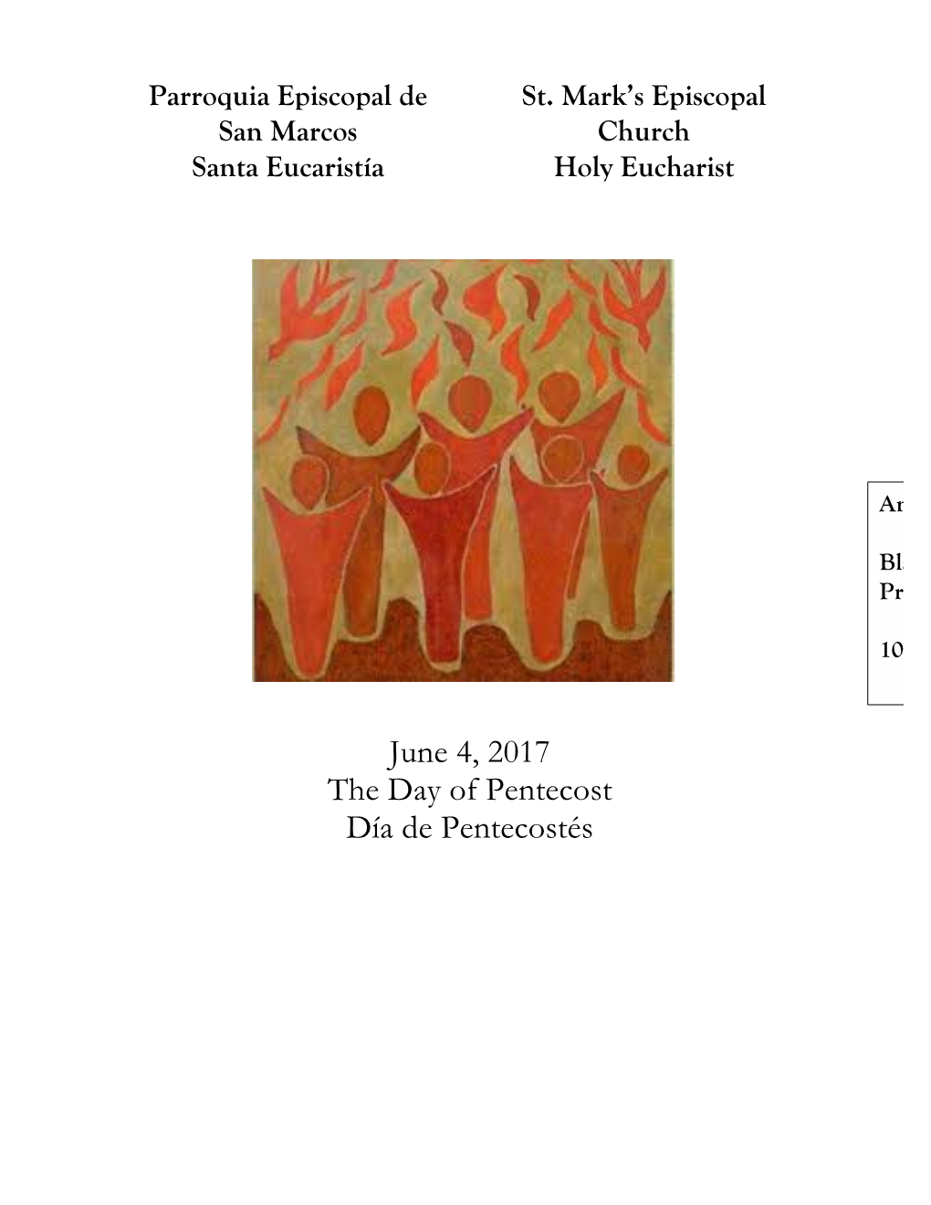 June 4, 2017 the Day of Pentecost Día De Pentecostés