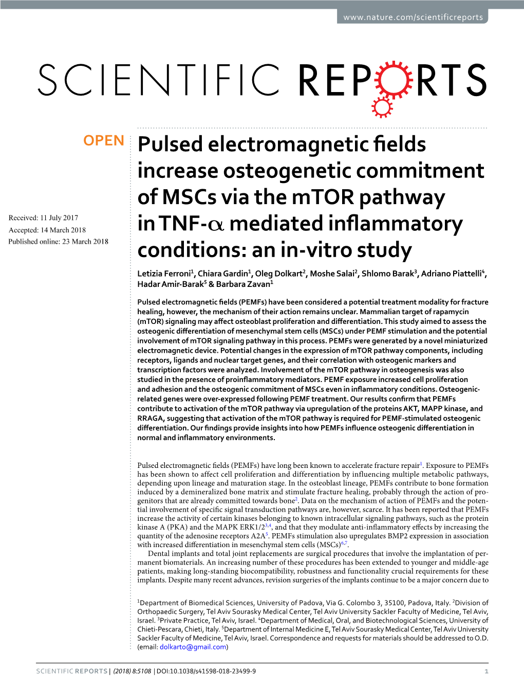 Pulsed Electromagnetic Fields Increase Osteogenetic Commitment