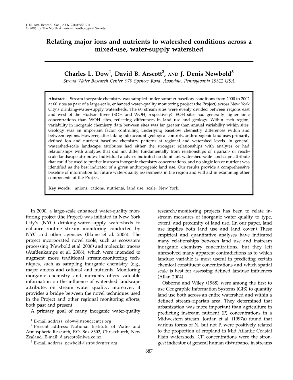 Relating Major Ions and Nutrients to Watershed Conditions Across a Mixed-Use, Water-Supply Watershed