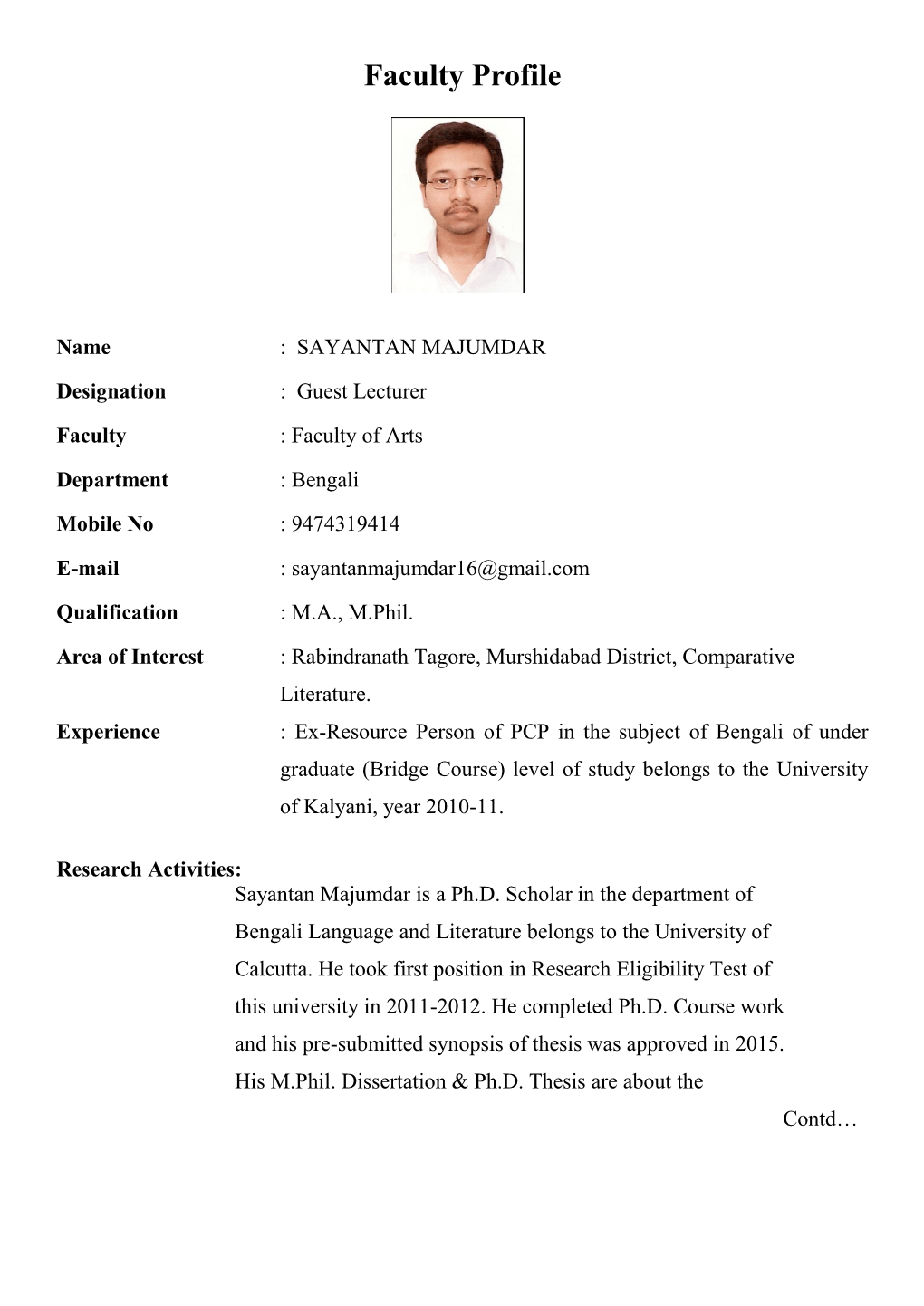 Faculty Profile