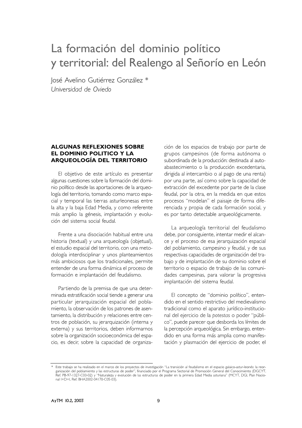 La Formación Del Dominio Político Y Territorial. Del Realengo Al Señorío