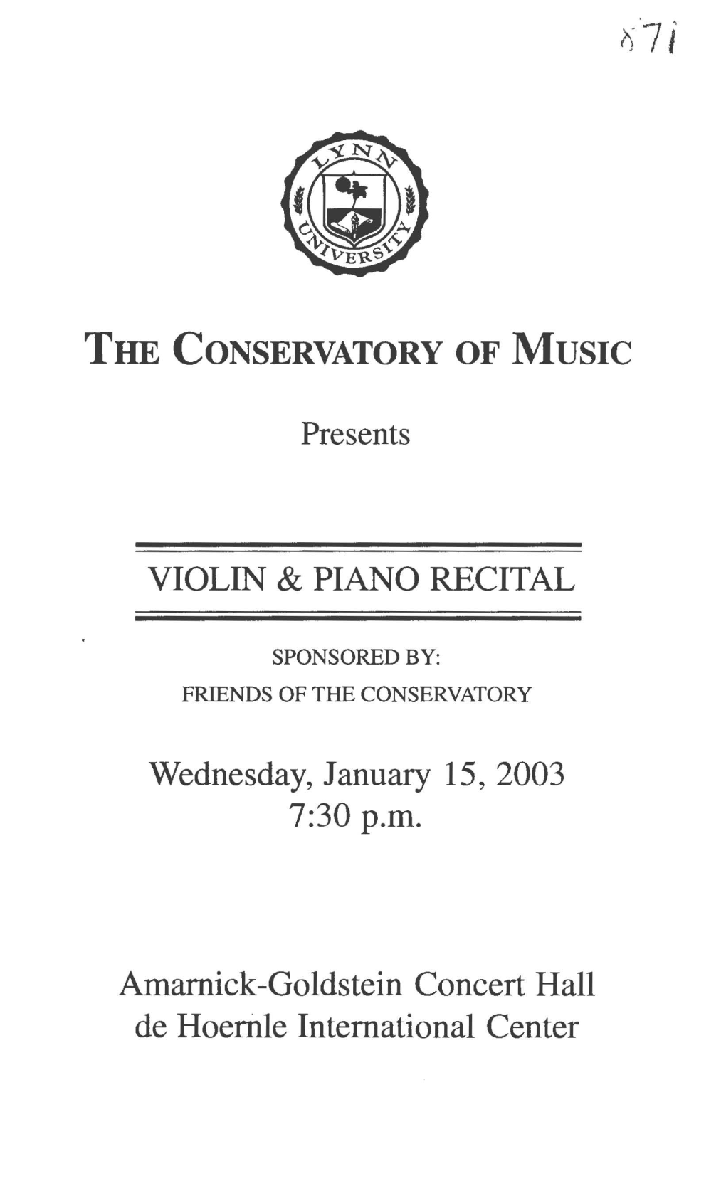 2002-2003 Violin & Piano Recital