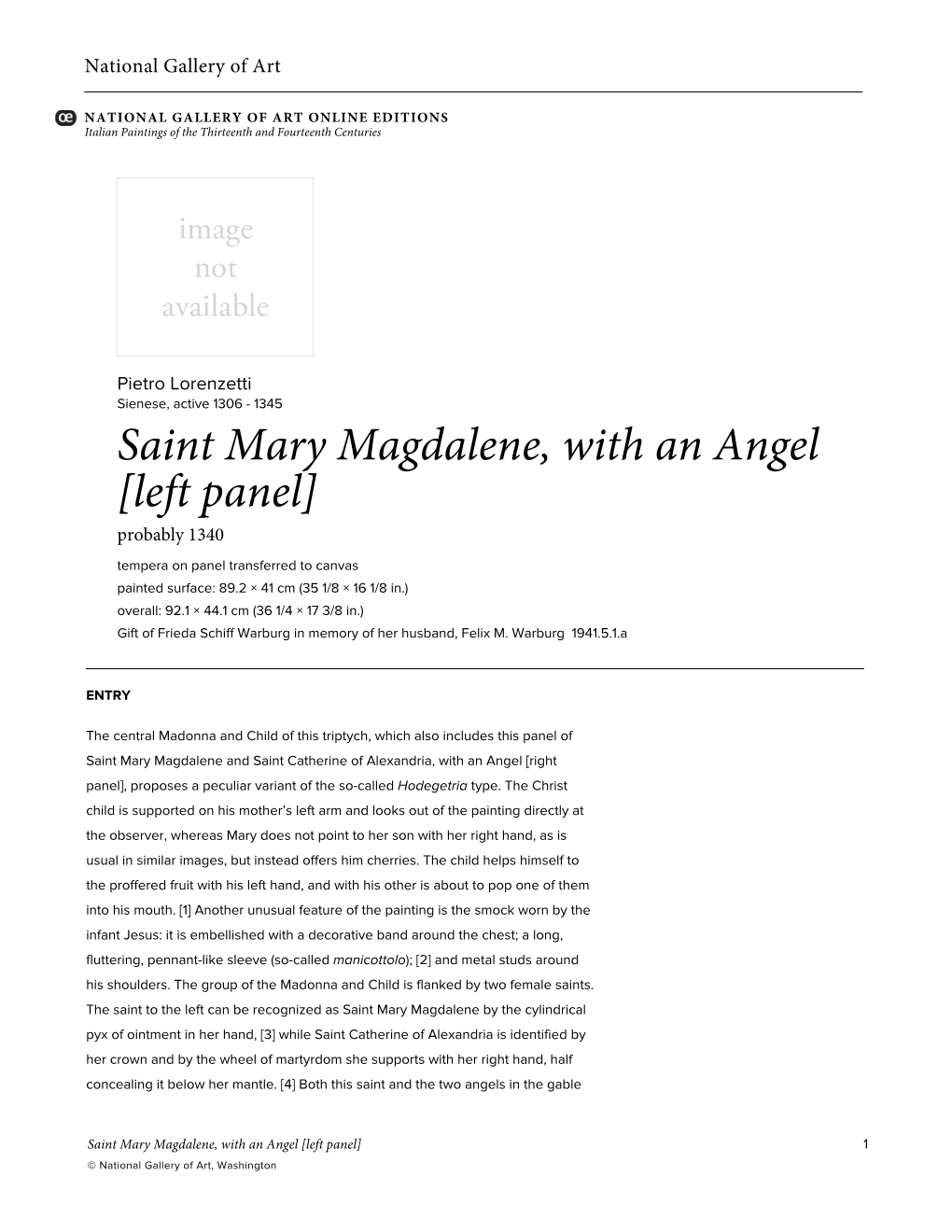Saint Mary Magdalene, with an Angel