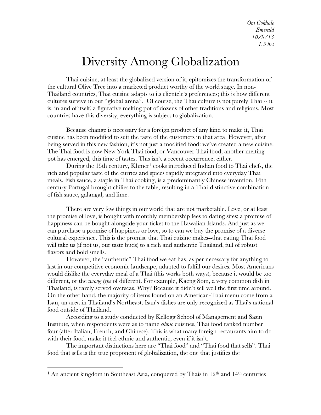Diversity Among Globalization