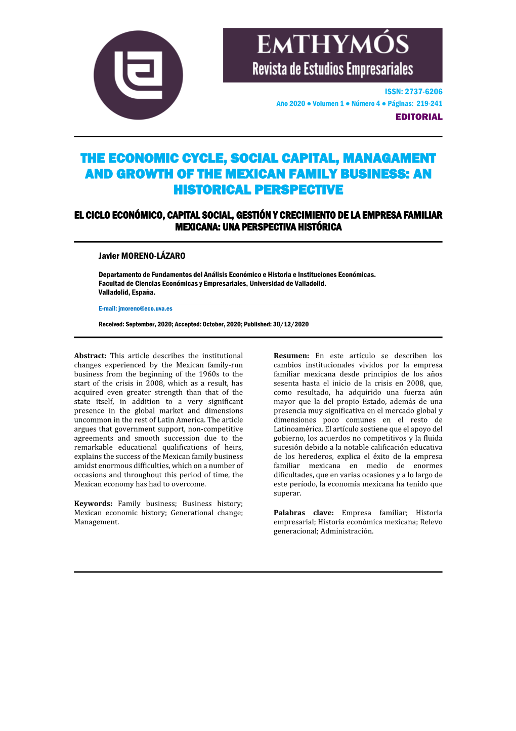 The Economic Cycle, Social Capital, Managament And