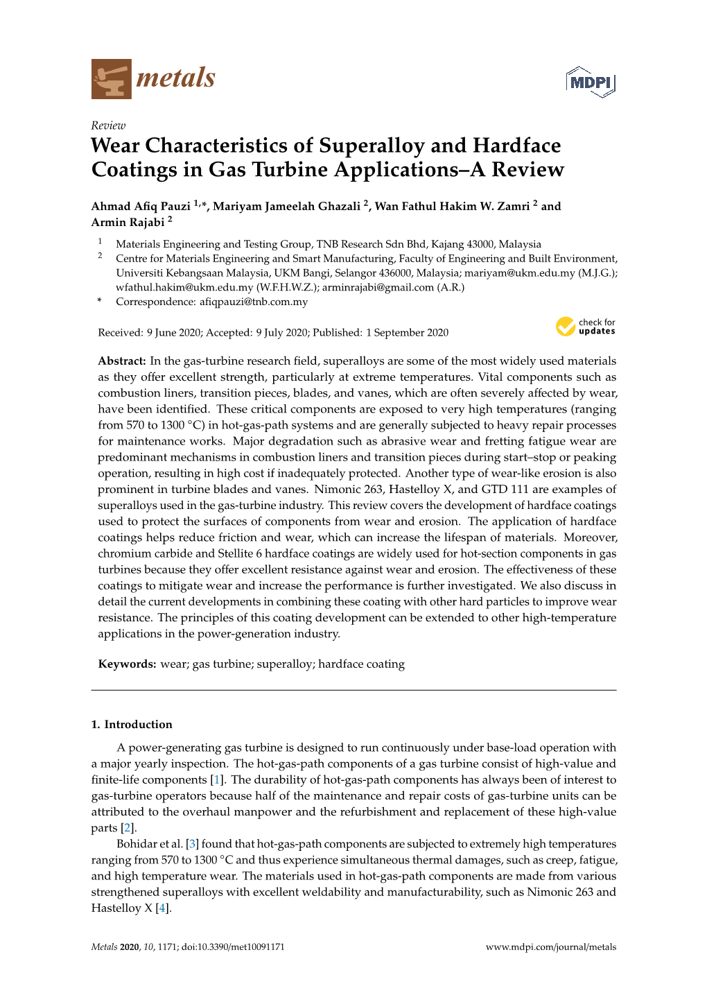 Wear Characteristics of Superalloy and Hardface Coatings in Gas Turbine Applications–A Review