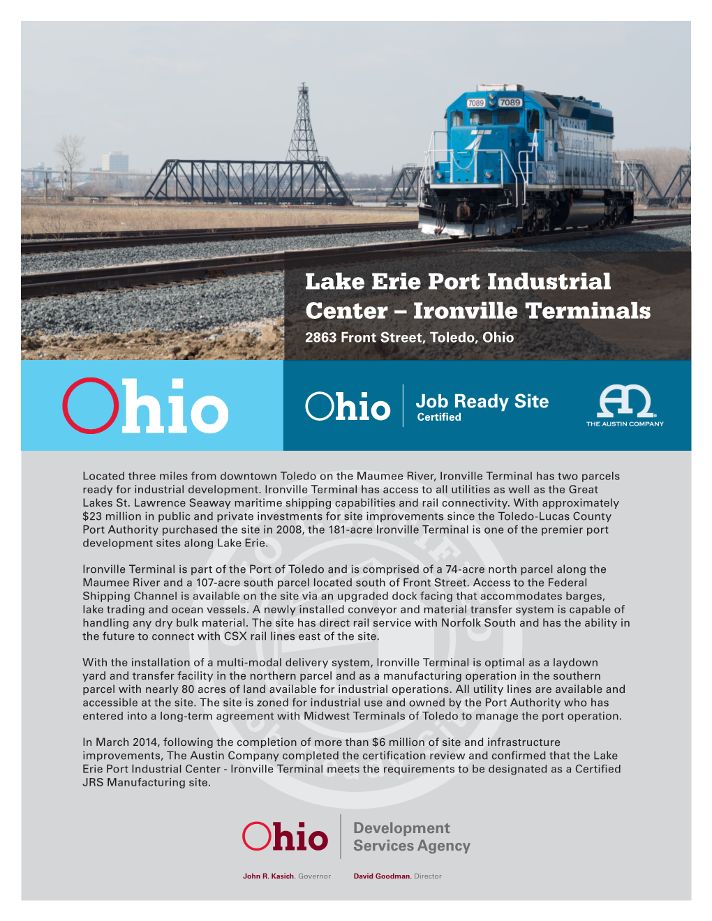 Lake Erie Port Industrial Center – Ironville Terminals 2863 Front Street, Toledo, Ohio