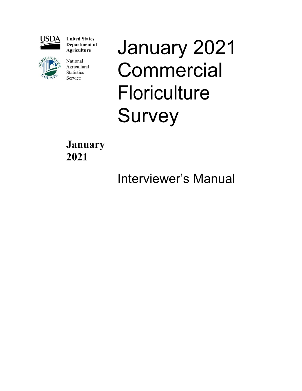 January 2021 Commercial Floriculture Survey Interviewer's Manual