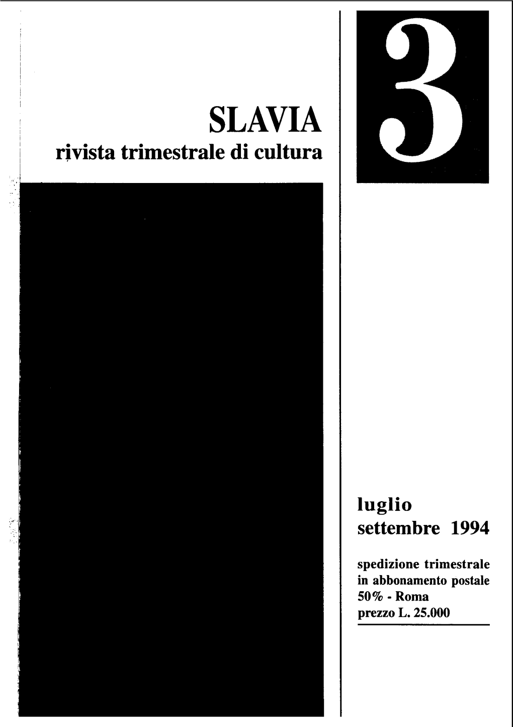 SLAVIA Rivista Trimestrale Di Cultura L