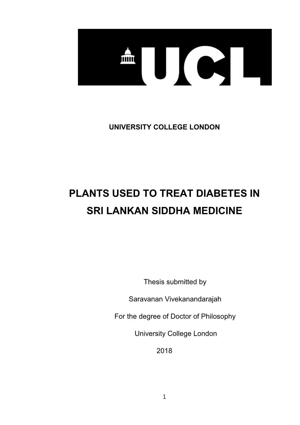 Plants Used to Treat Diabetes in Sri Lankan Siddha Medicine