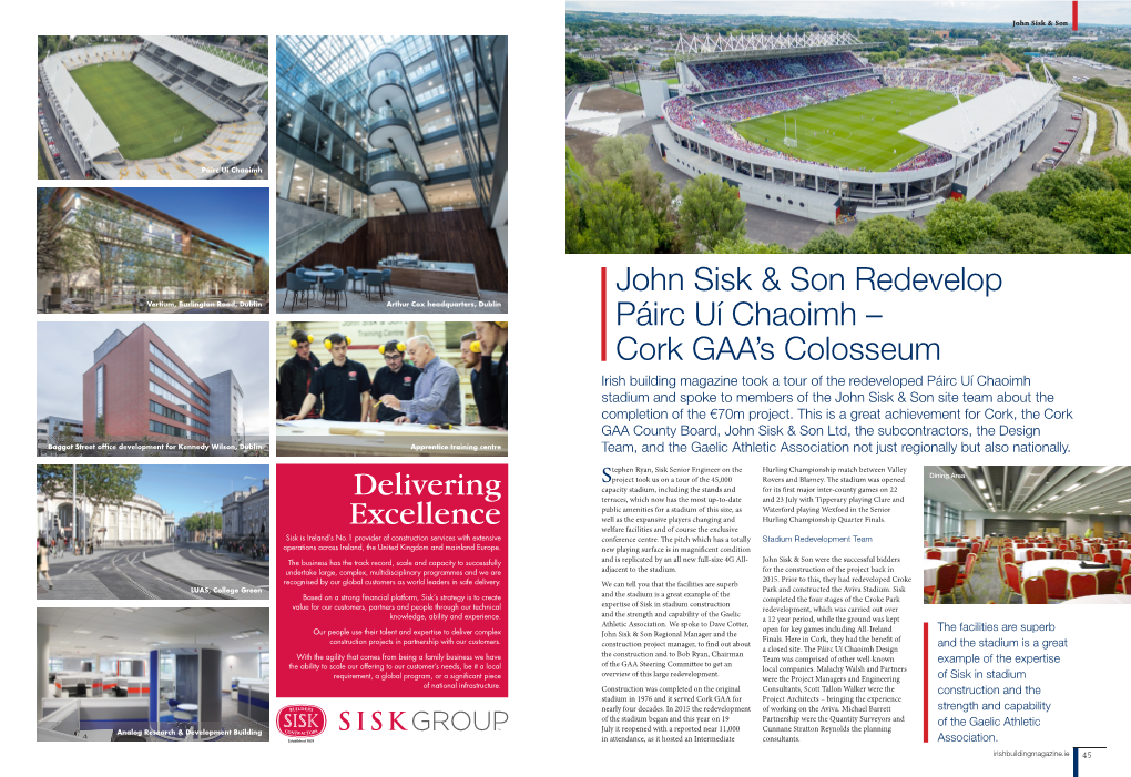 John Sisk & Son Redevelop Páirc Uí Chaoimh – Cork GAA's Colosseum