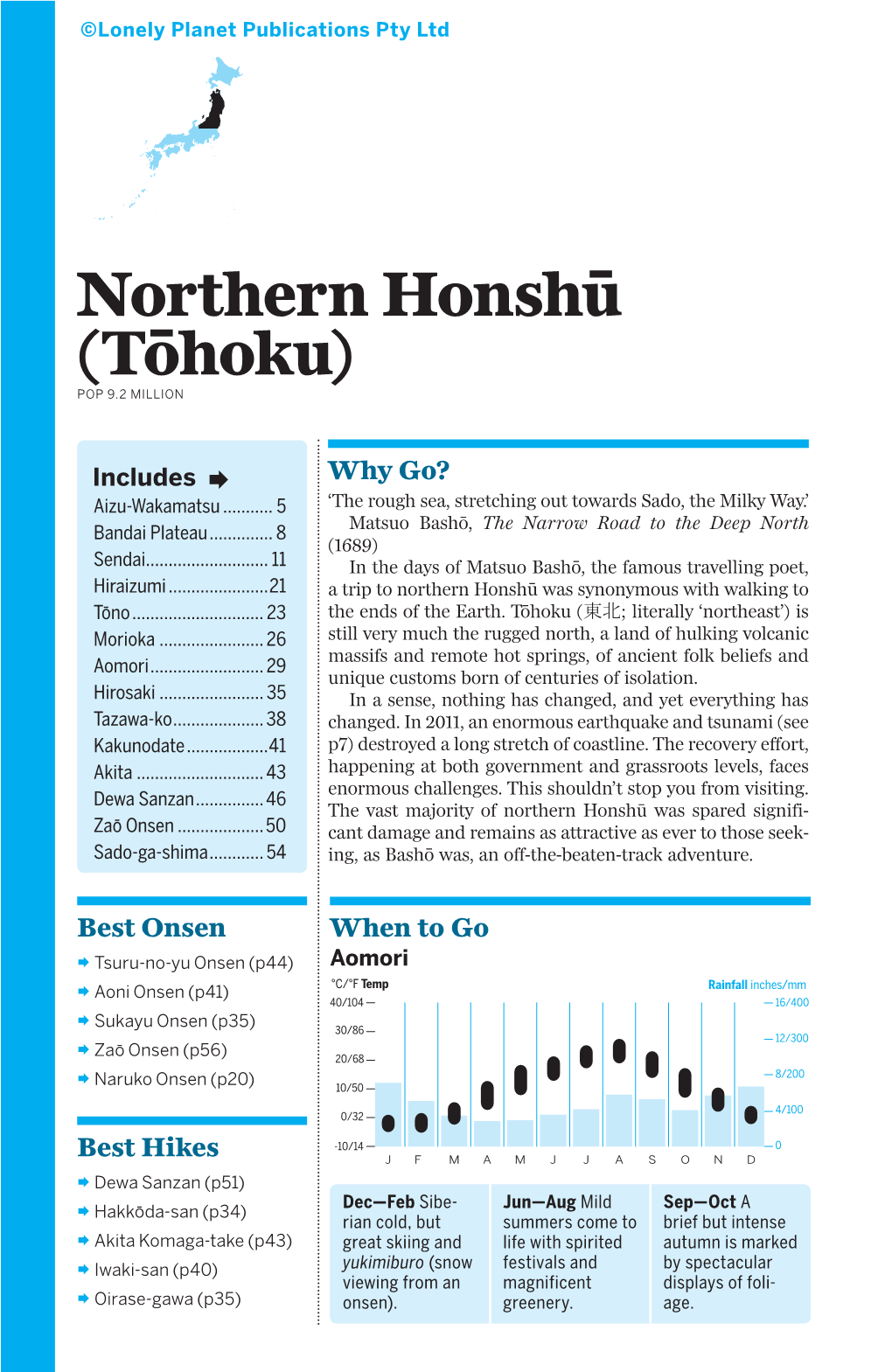 Northern Honshū (Tōhoku) POP 9.2 MILLION