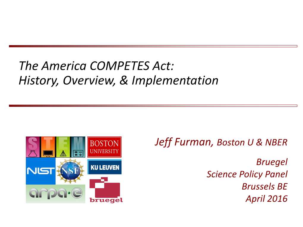 The America COMPETES Act: History, Overview, & Implementation