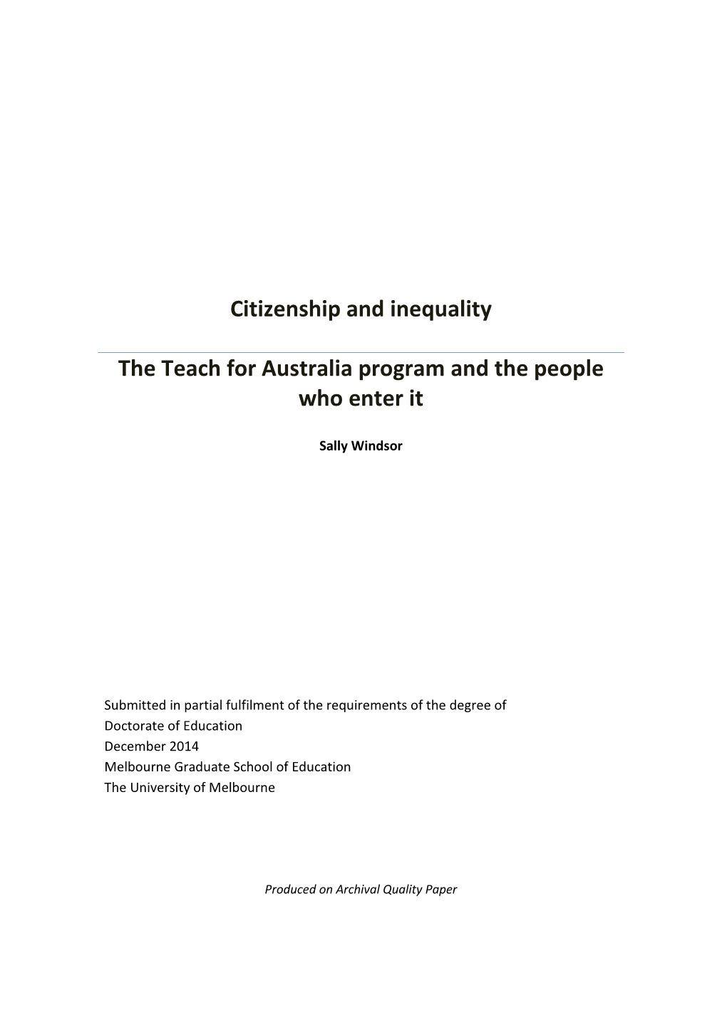 Citizenship and Inequality