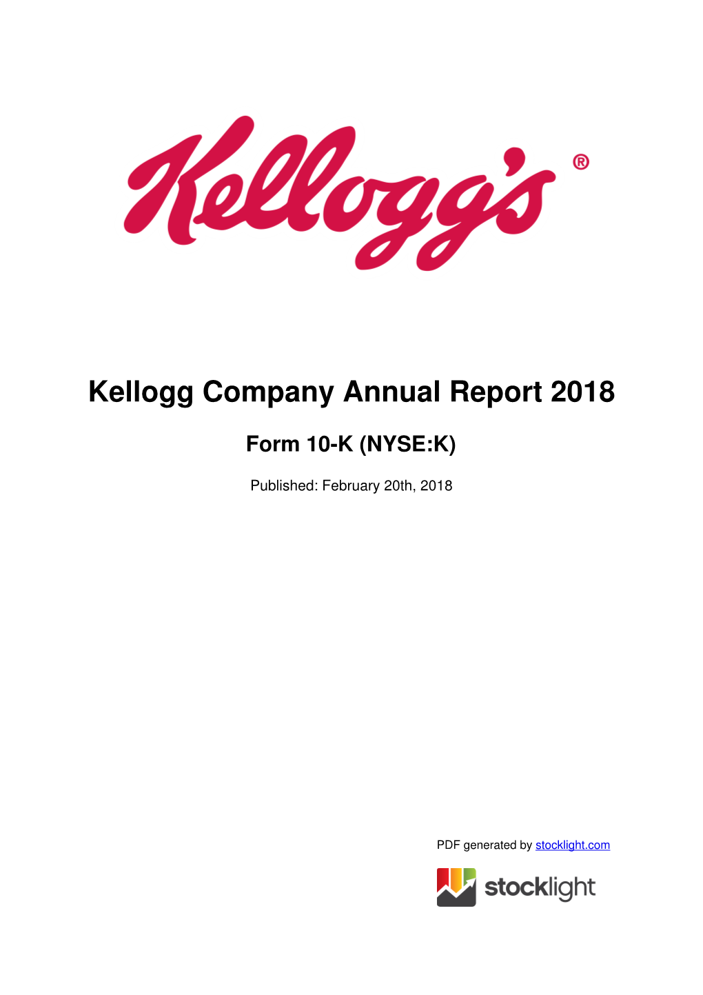 Kellogg Company Annual Report 2018