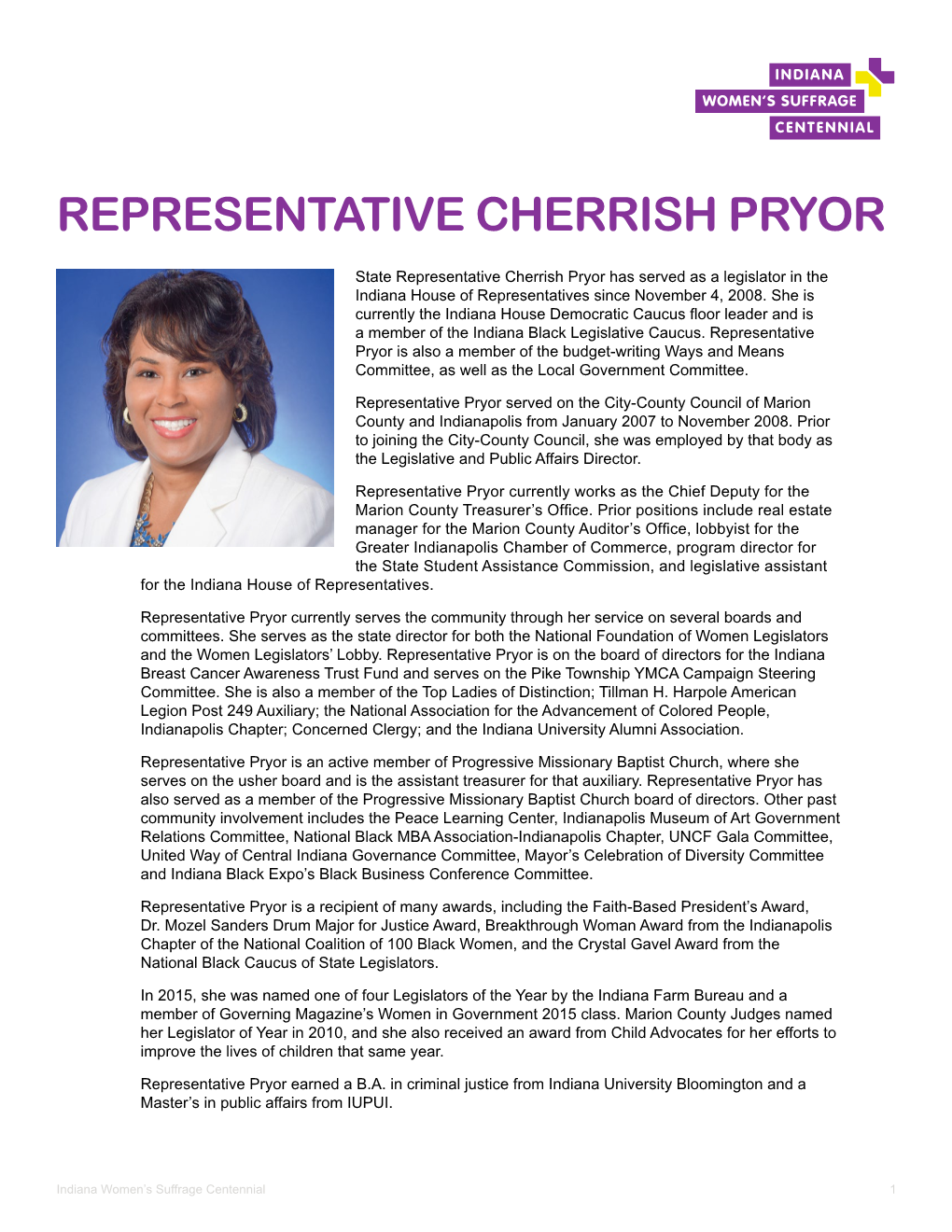 Representative Cherrish Pryor