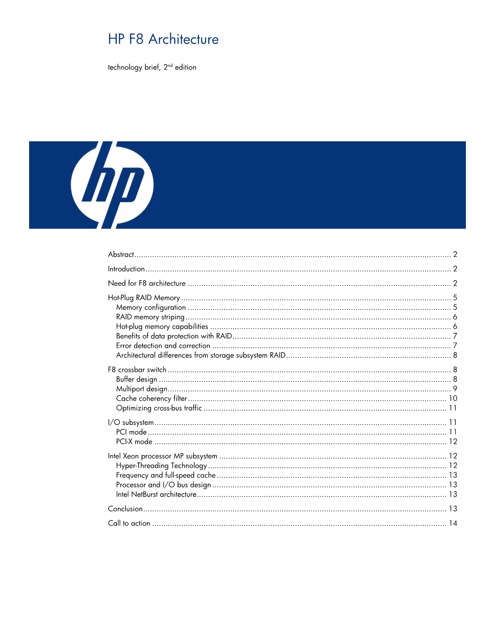 HP F8 Architecture Technology Brief, 2Nd Edition