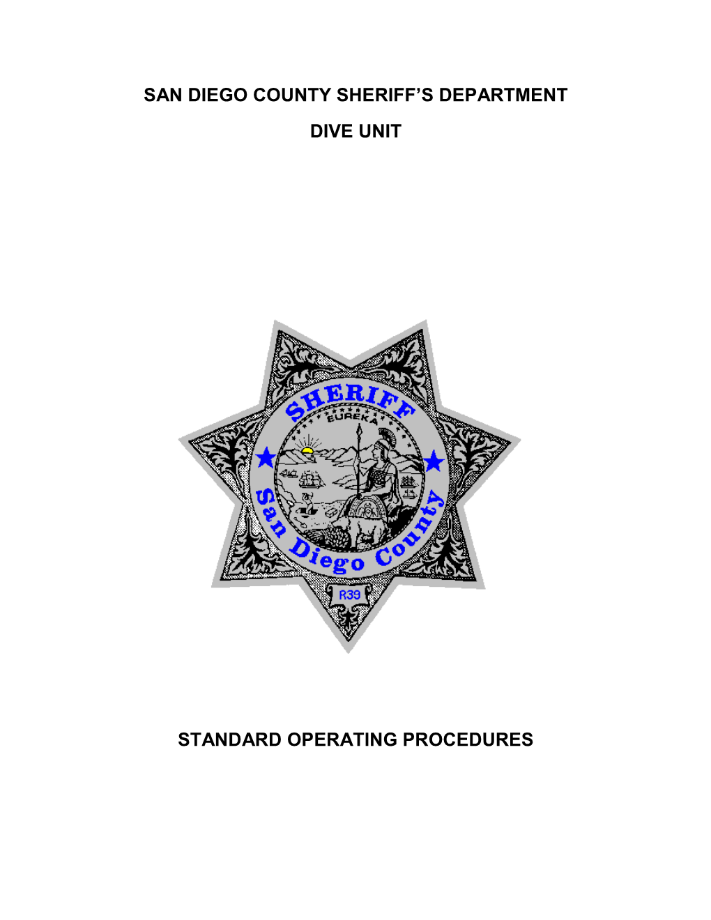 San Diego County Sheriff's Department Dive Unit Standard Operating Procedures
