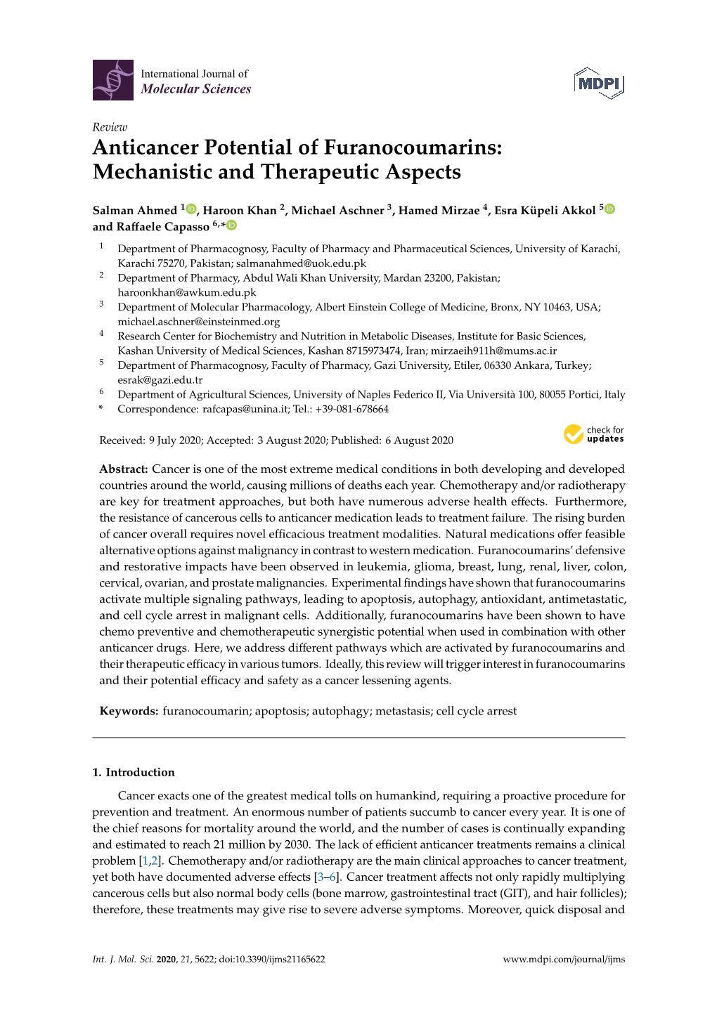 Anticancer Potential of Furanocoumarins: Mechanistic and Therapeutic Aspects