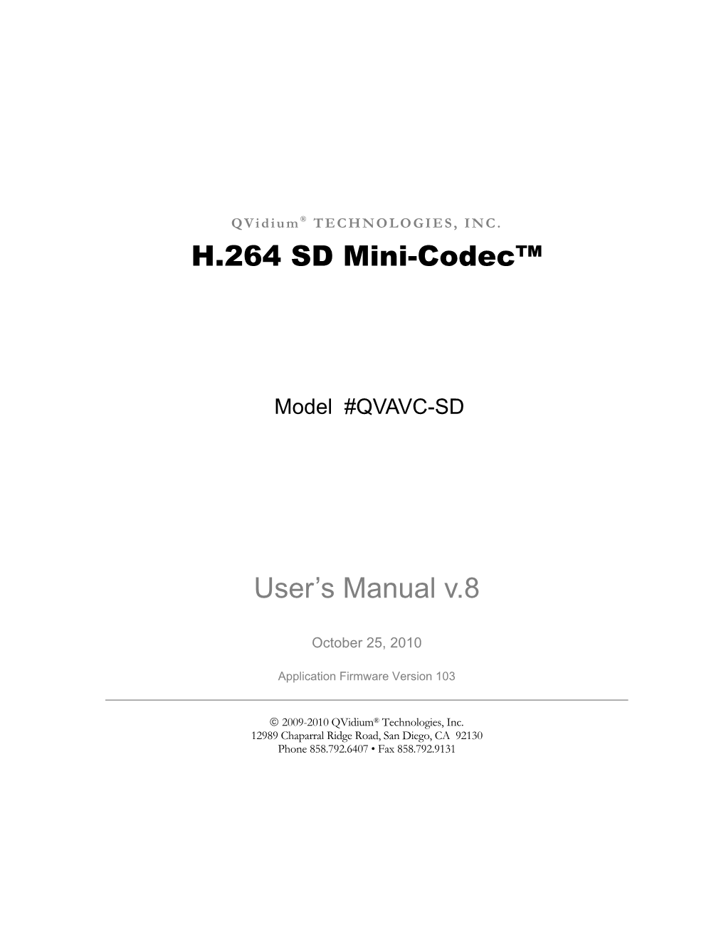QVAVC-SD Codec Manual-V8.Pdf