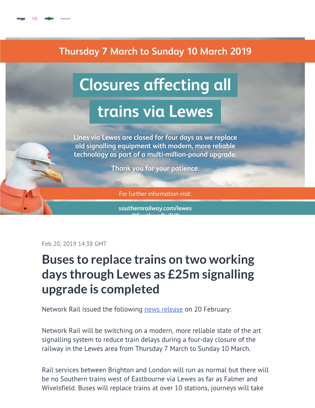 Buses to Replace Trains on Two Working Days Through Lewes As £25M Signalling Upgrade Is Completed