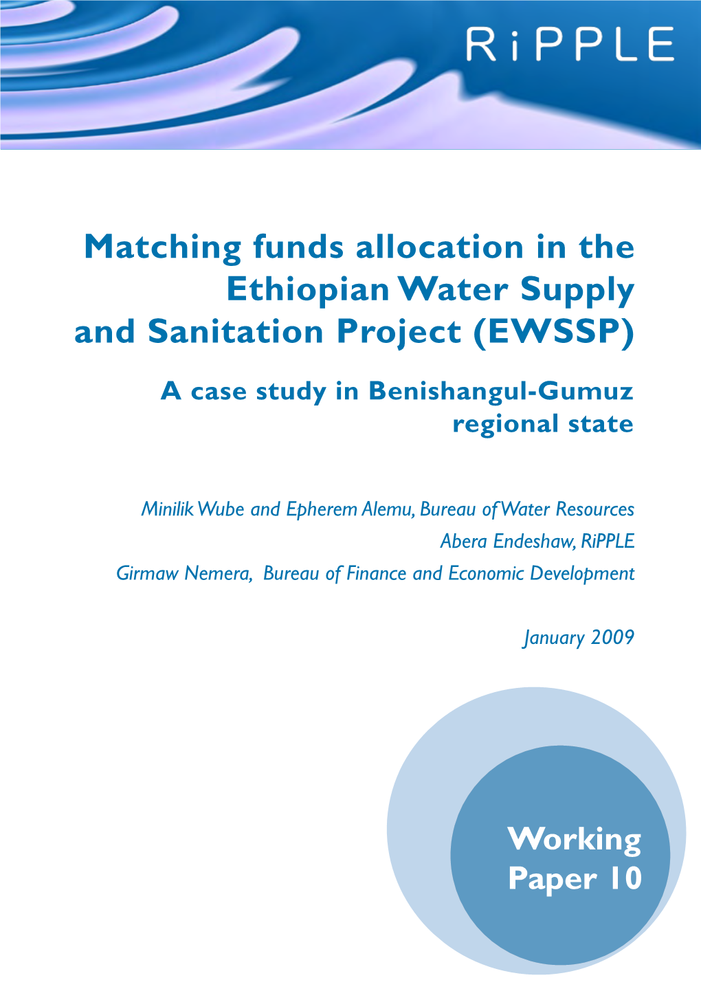 Matching Funds Allocation in the Ethiopian Water Supply and Sanitation Project (EWSSP)