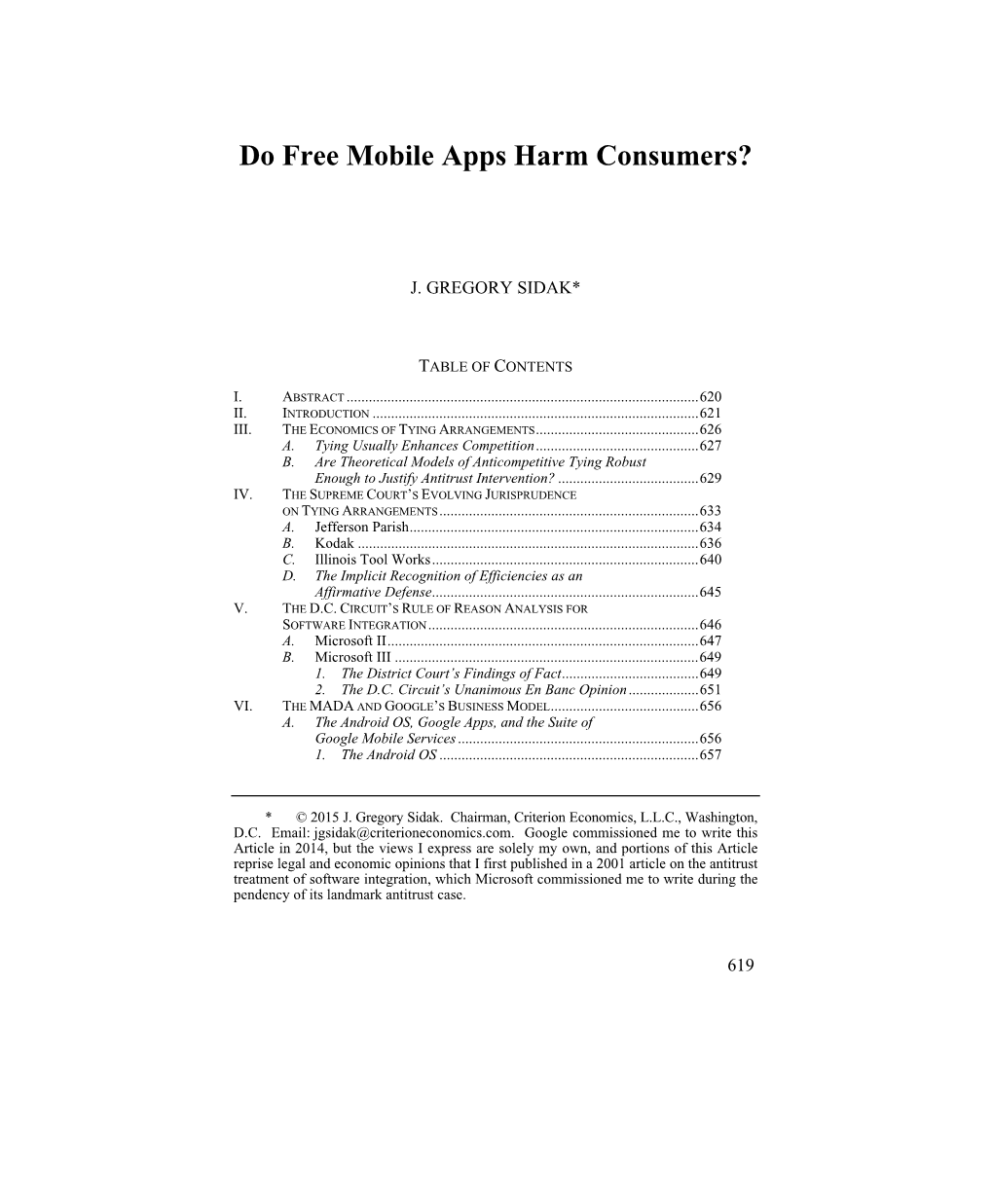 Do Free Mobile Apps Harm Consumers?