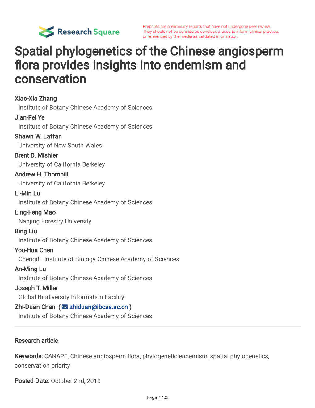 Spatial Phylogenetics of the Chinese Angiosperm Flora Provides Insights