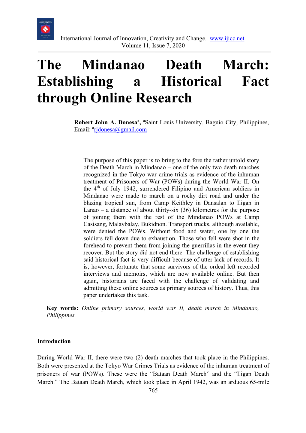 The Mindanao Death March: Establishing a Historical Fact Through Online Research