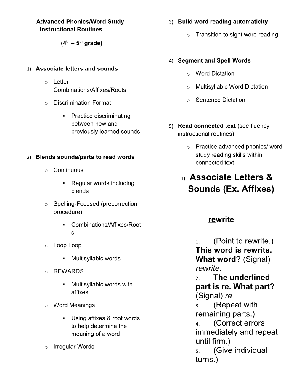 Advanced Phonics/Word Study Instructional Routines