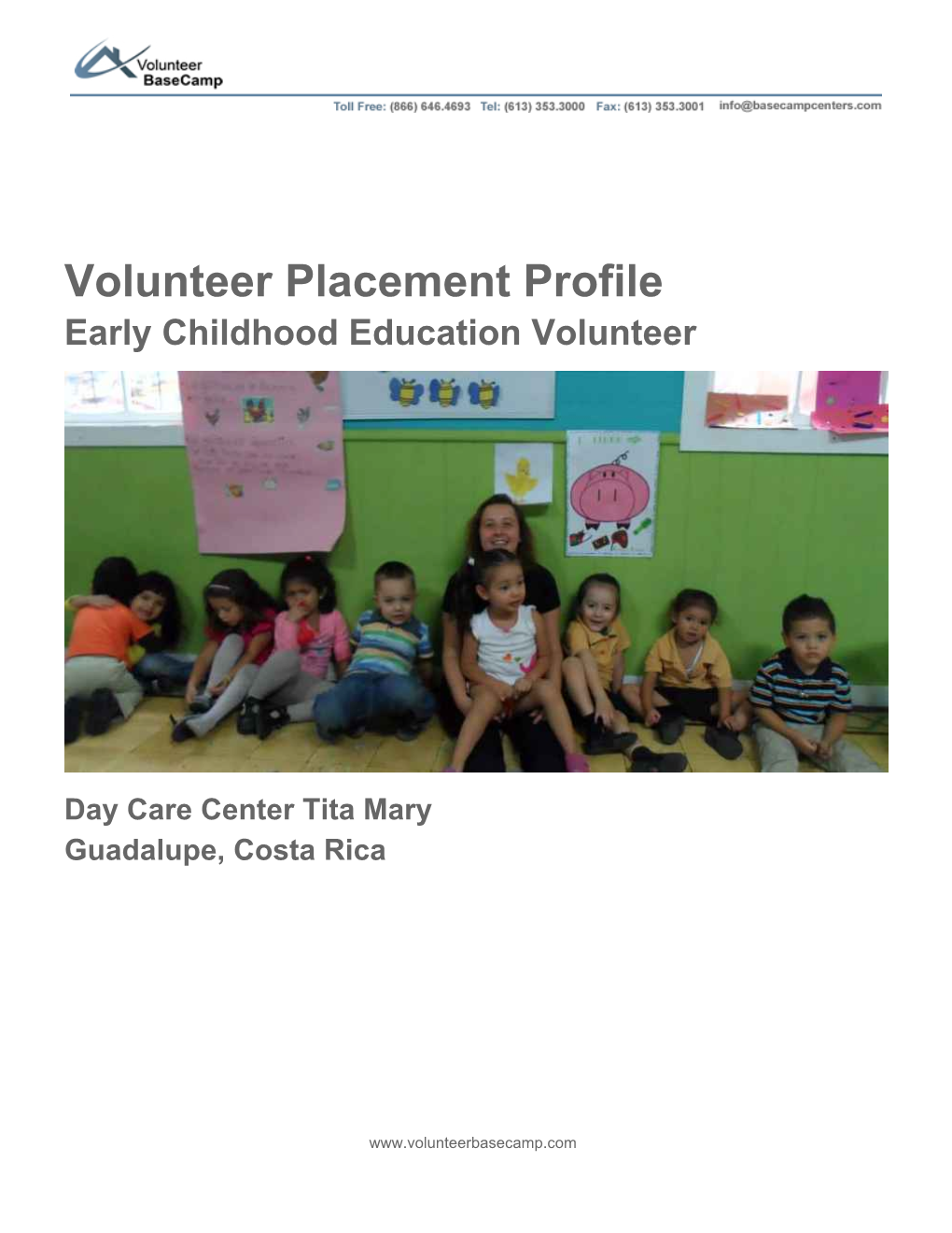 Volunteer Placement Profile Early Childhood Education Volunteer